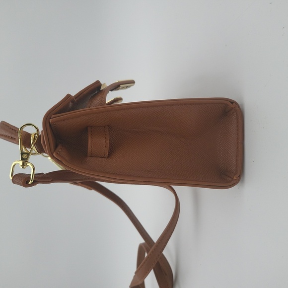 Brown PU Leather Tote Purse Satchel with Gold Hardware - Picture 6 of 9